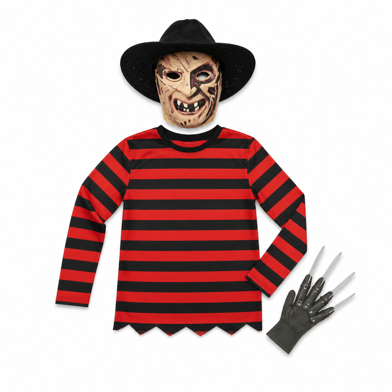 Kidsβ Red & Black Striped Spooky Costume white background product image